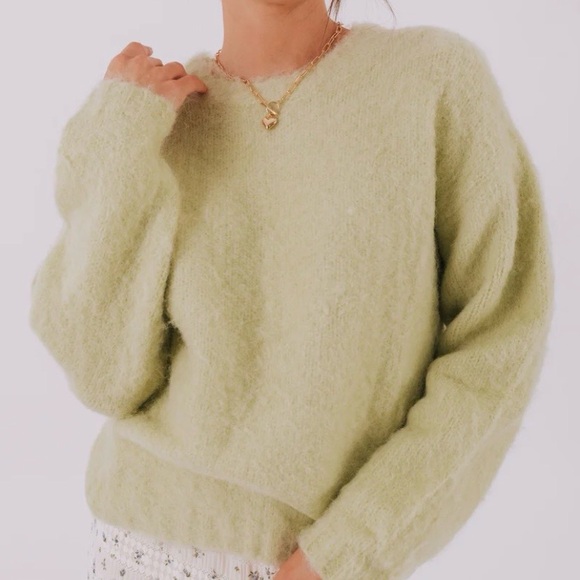 One Loved Babe Sweaters - Elegant Pastel Green Women's Sweater